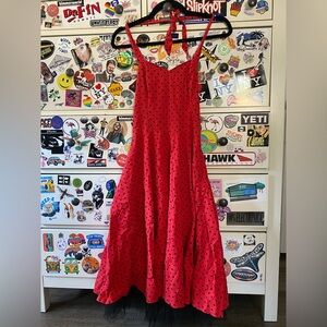 Red polka dot midi vintage ladybug halter dress🐞♥️